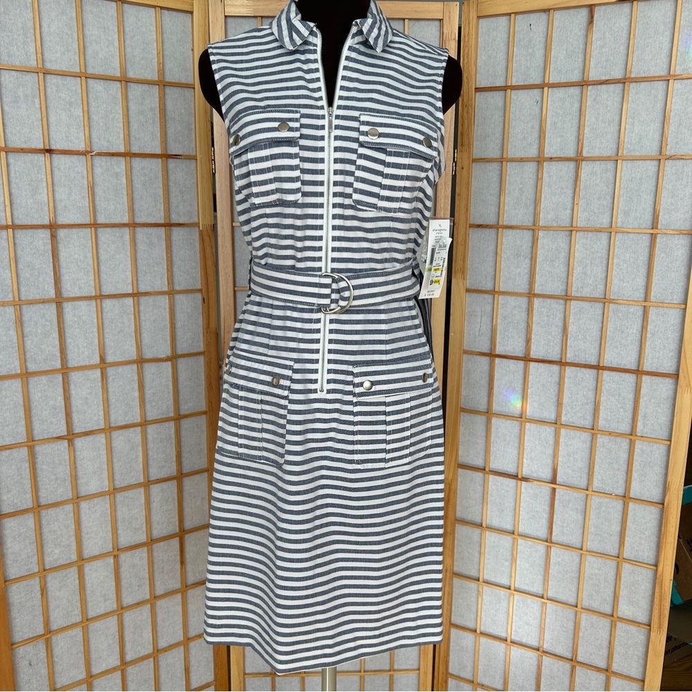 Chambray Blue and White Dress
